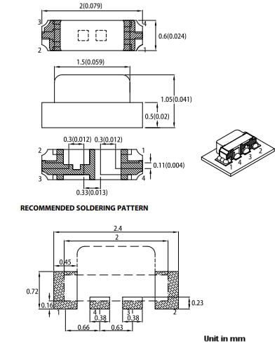 Mechanical Drawing - Kingbright APBA2006 RA Bi-Color SMD LEDs